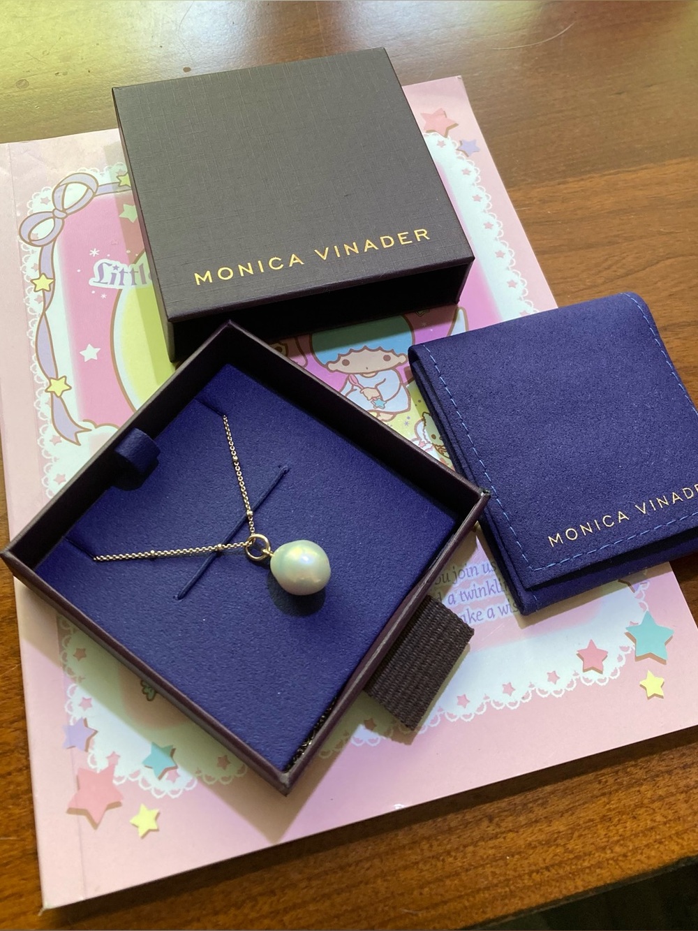 Monica Vinader 18k Rose gold vermeil necklace with pearl pendant